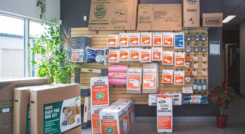 XYZ Storage Scarborough Location Retail, moving and packing supplies hanging on the wall